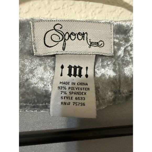 Vtg Spoon Brand Cardigan Women M Silver Velvet Open Front Waterfall Duster Pockt - Picture 7 of 8